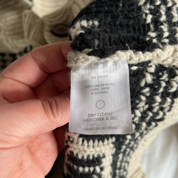 Pendleton Lambswool Cable Cardigan - size small, ivory/black harding - Picture 9 of 10